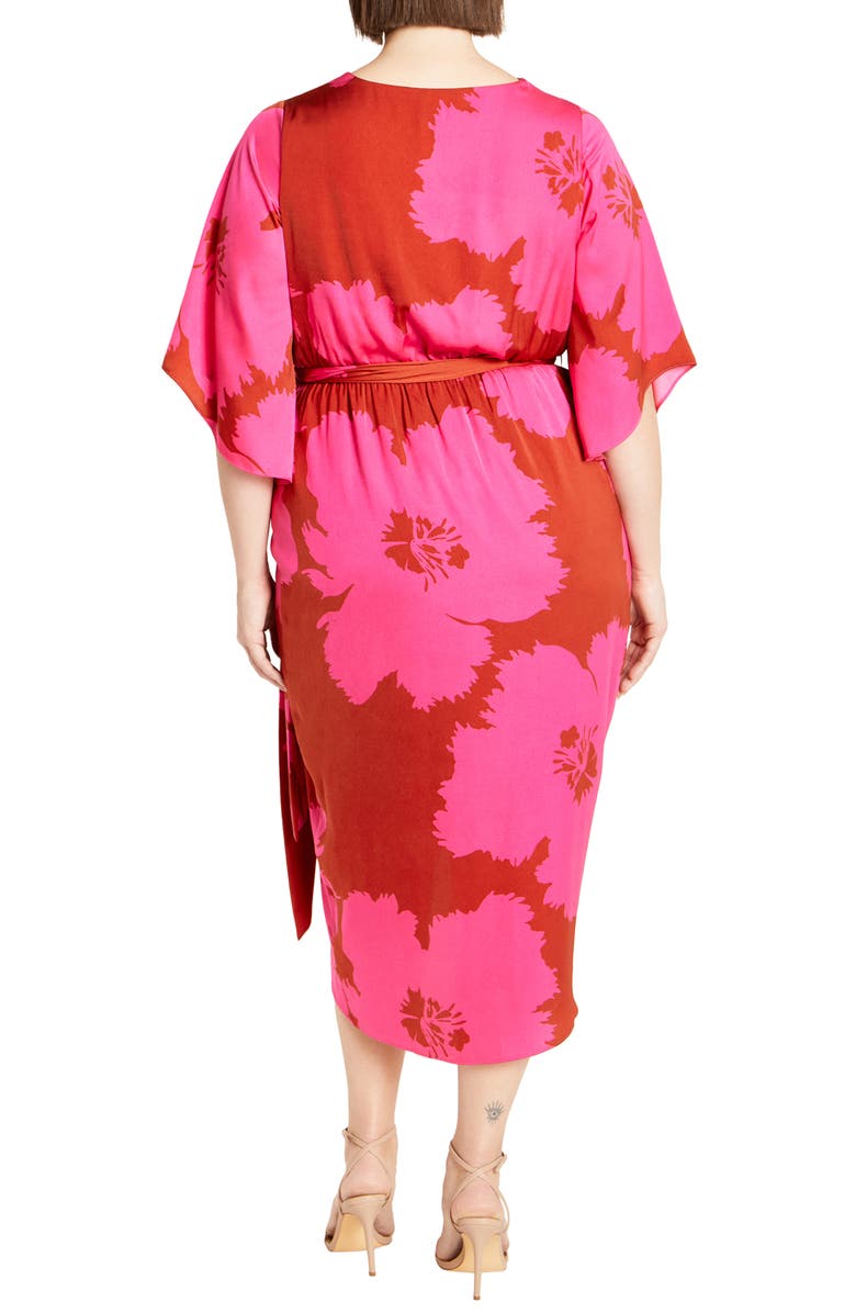 City Chic Kimberly Floral Print Faux Wrap Dress, Alternate, color, Summer Paradise