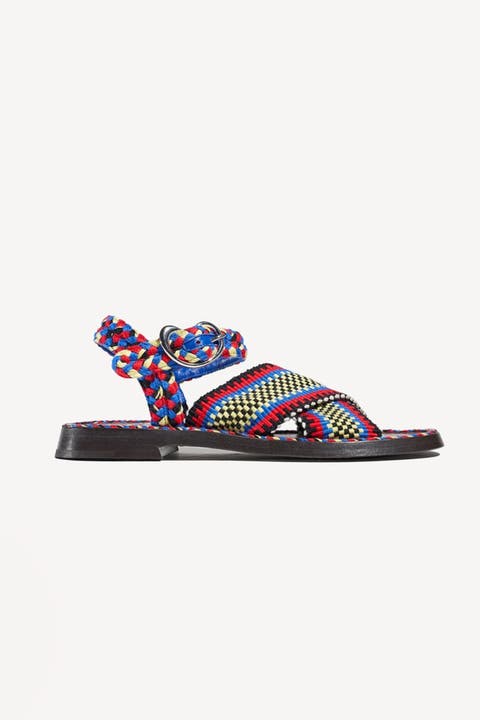 Aurora Braided Flat Sandal with Ankle Strap