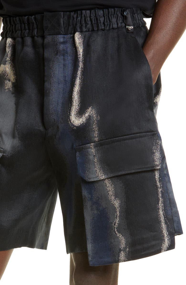 Fendi Men's Earth Print Linen, Cotton & Silk Cargo Shorts, Alternate, color,