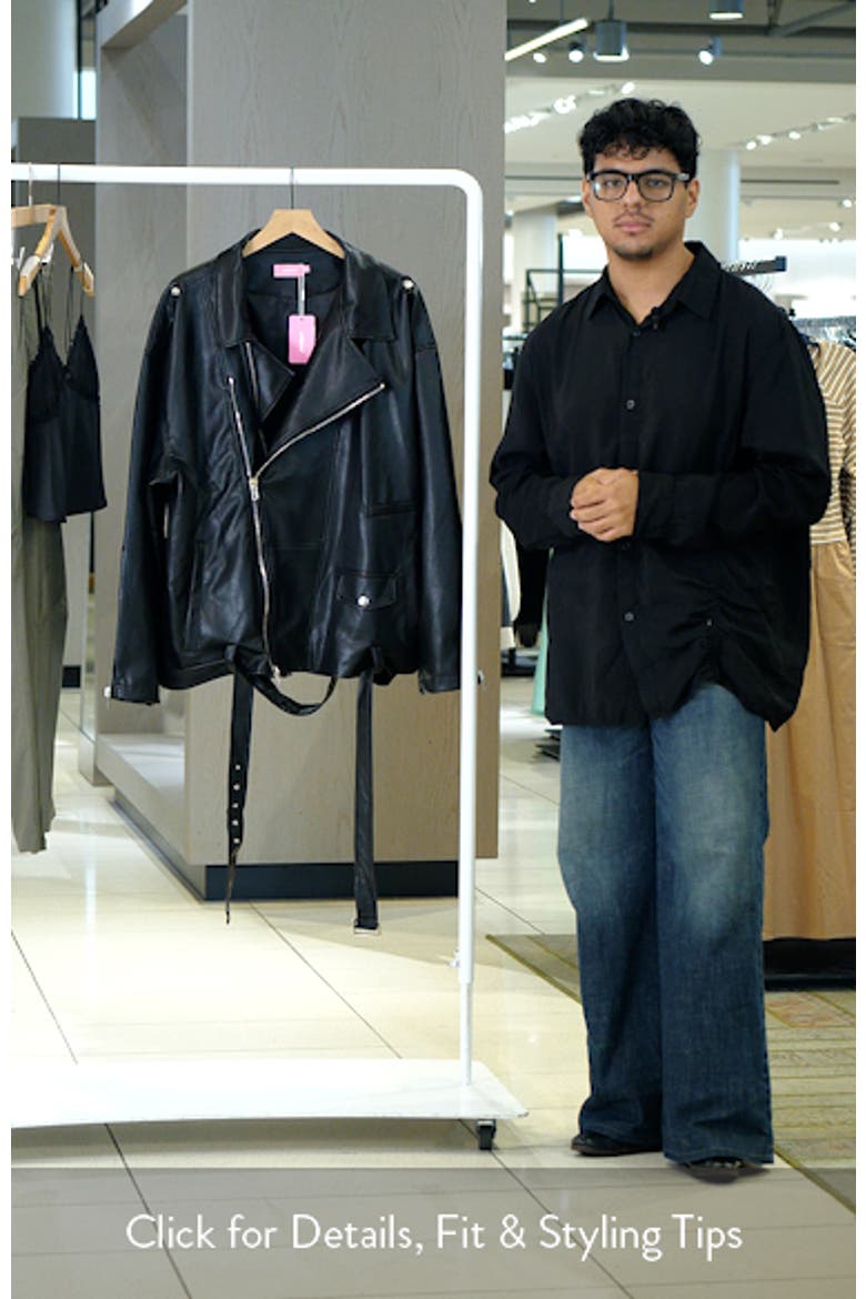 Wrenley Oversize Faux Leather Moto Jacket video