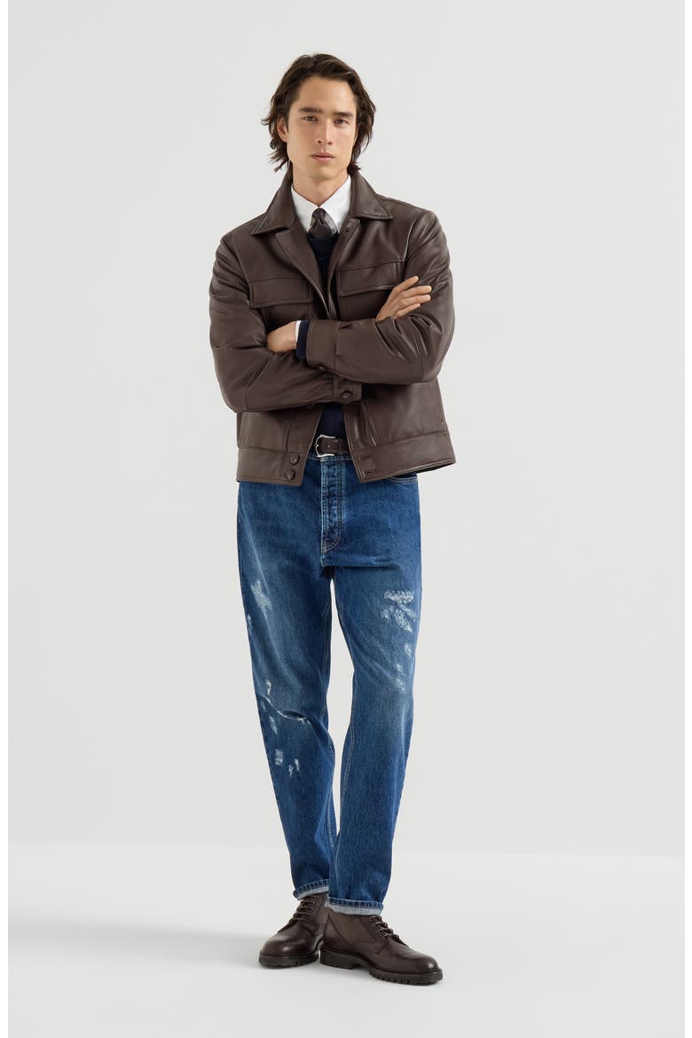 Nappa leather outerwear jacket with Thermore® padding, Alternate, color, Coffee