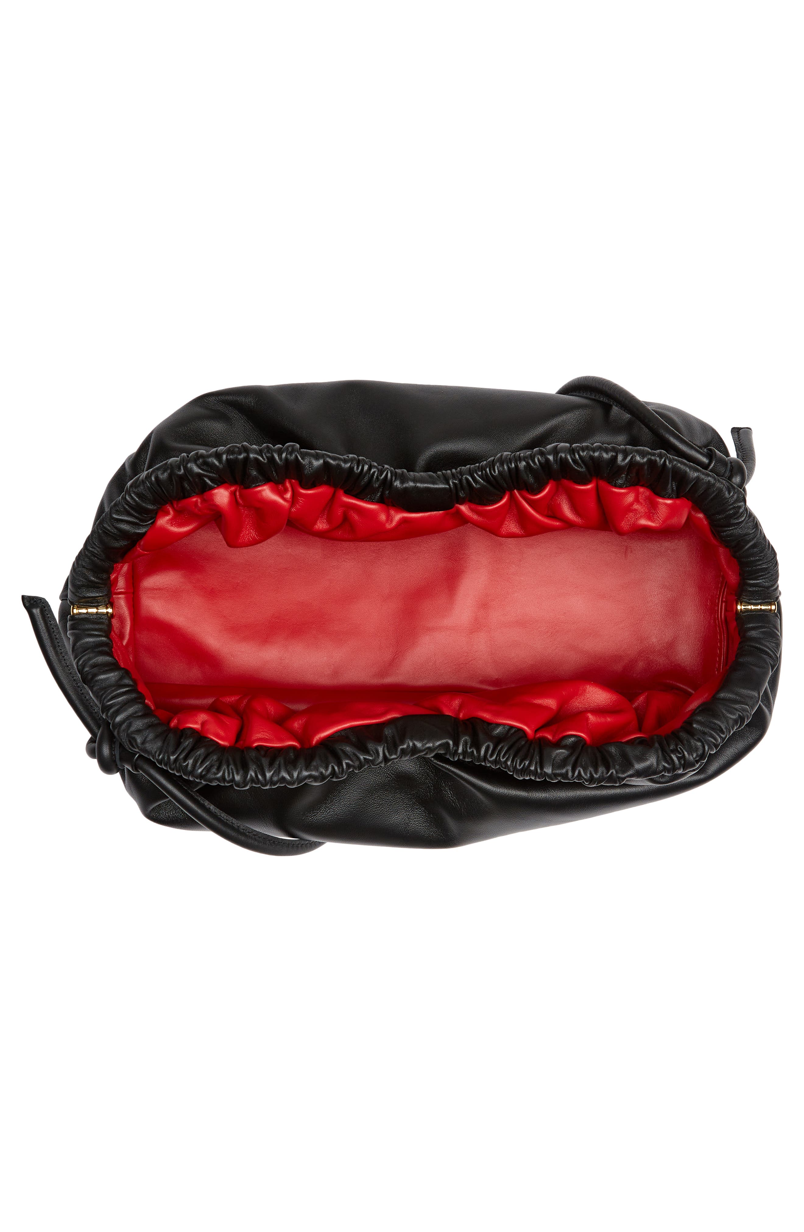 Mansur Gavriel Small Cloud Leather Clutch, Alternate, color, Black/ Flamma