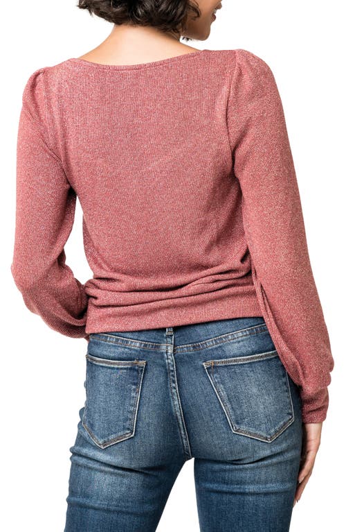 Gibsonlook V-neck Ruched Knit Top In Brown