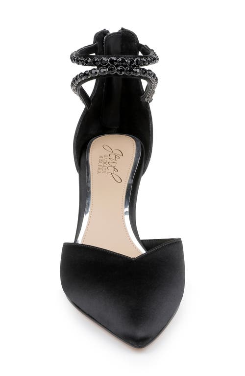 Jewel Badgley Mischka Emmi Ankle Strap Pointed Toe Pump In Black