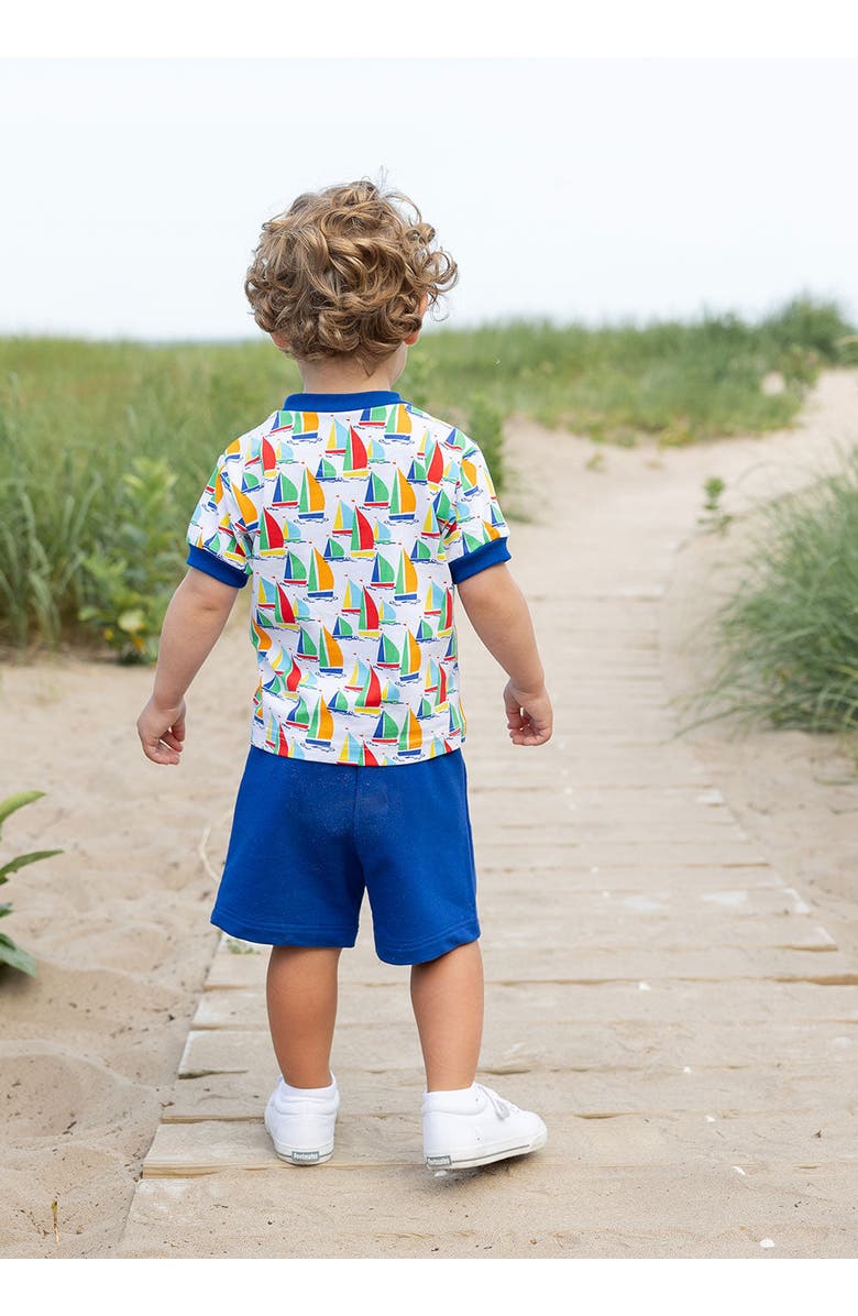 Florence Eiseman Sailboat Print T-Shirt with Shorts, Alternate, color, White / Multicolor