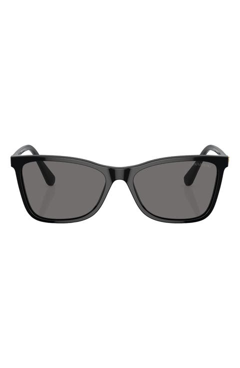 56mm Polarized Rectangular Sunglasses