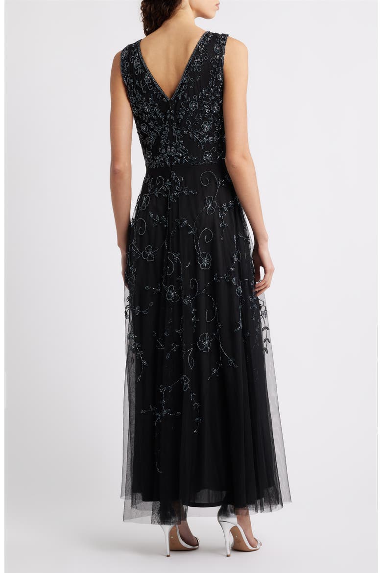 Beaded Mesh Gown with Jacket, Alternate, color, BLACK/ GUNMETAL 068