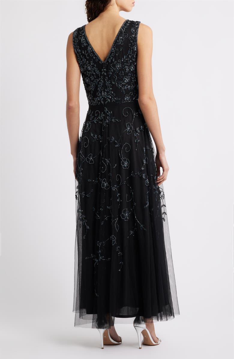 Pisarro Nights Beaded Mesh Gown with Jacket, Alternate, color, Black/ Gunmetal 068