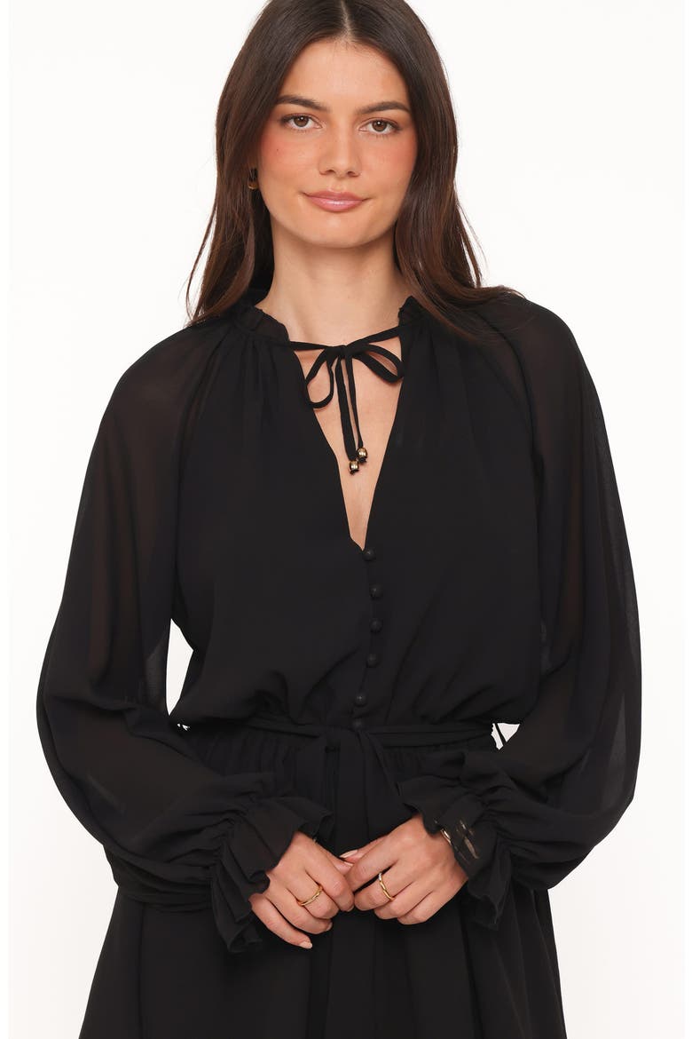 Michelle Long Sleeve Romper, Alternate, color, BLACK