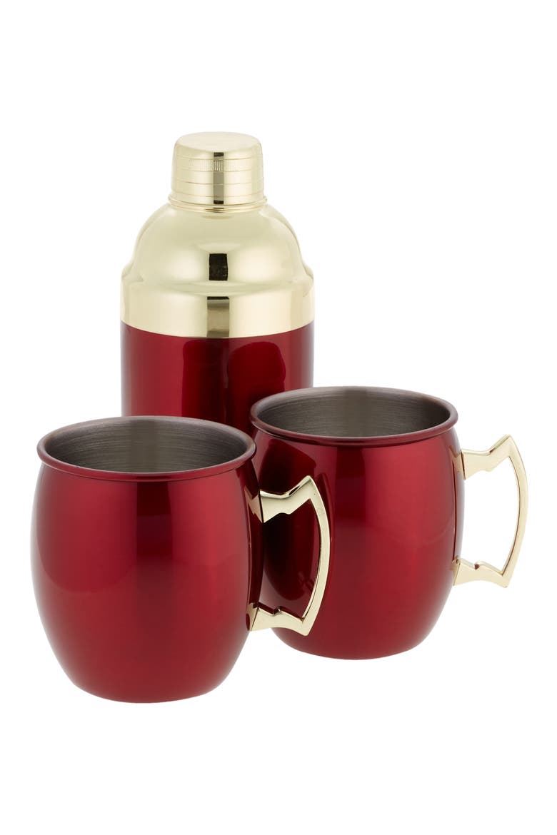 Moscow Mule Mug & Shaker Gift Set in Red, Main, color, RED
