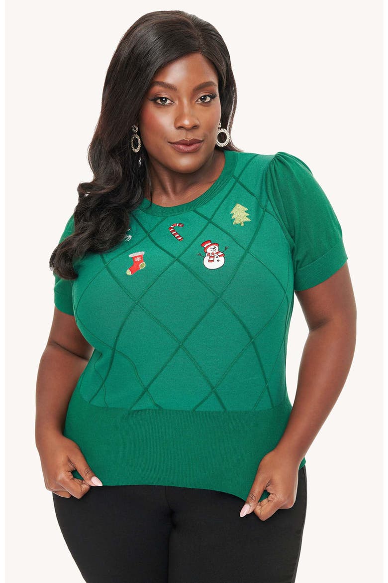 Plus Size Embroidered Sweater, Main, color, Green