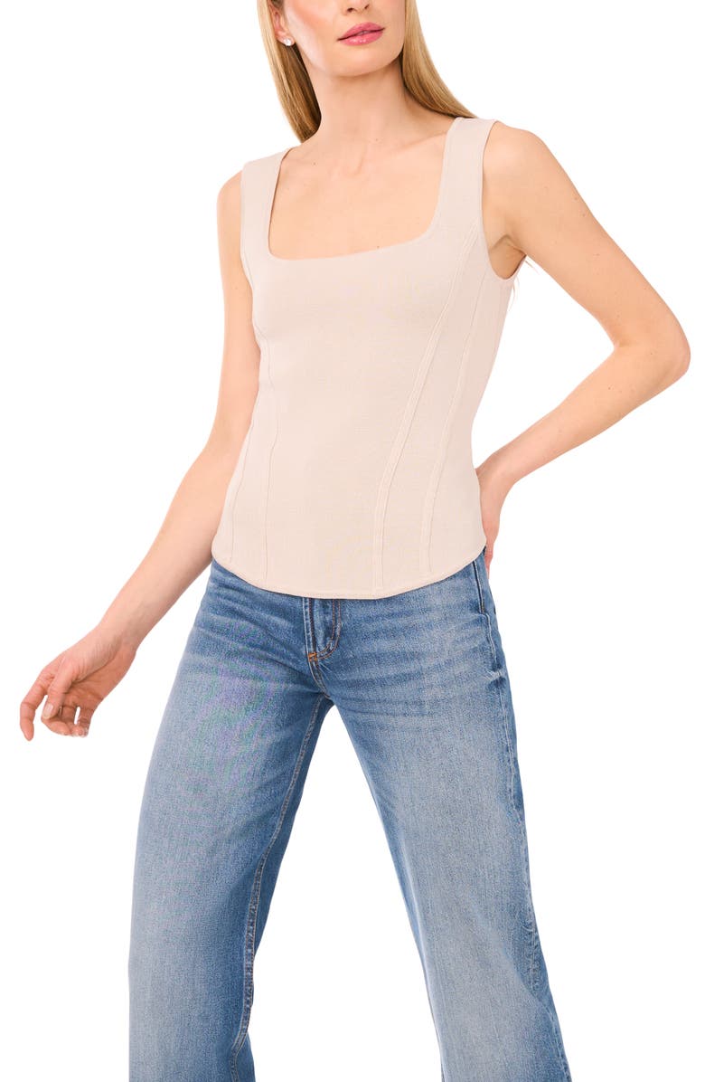 Halogen<sup>®</sup> Square Neck Corset Sweater Tank, Alternate, color, Flaxen Taupe