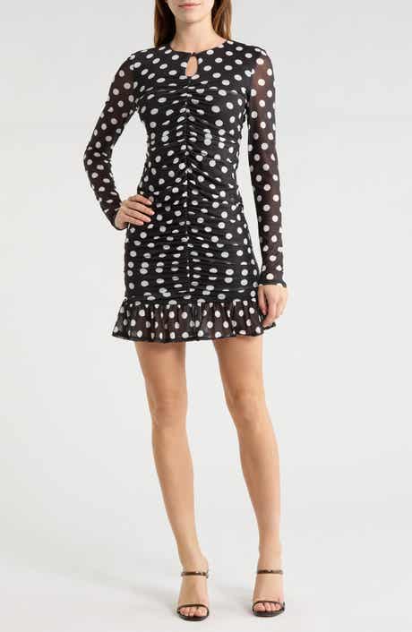 AFRM LOS ANGELES Antoinette Polka Dot Ruched Minidress