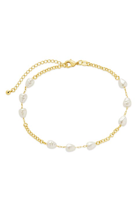 Allie 7.5mm Faux Pearl Anklet