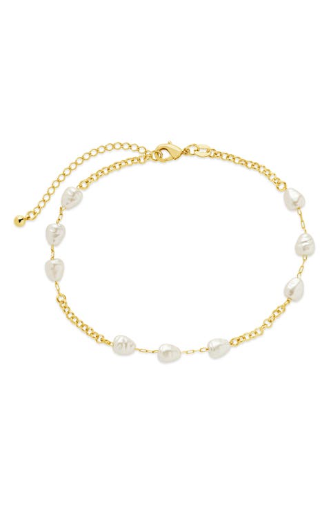 Allie 7.5mm Faux Pearl Anklet