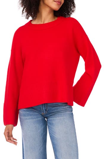Vince Camuto Relaxed Crewneck Sweater In Red