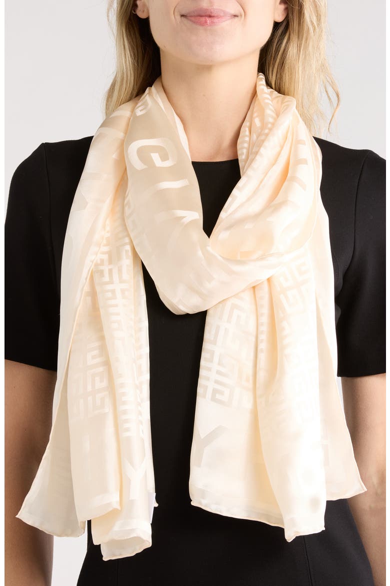 4G Monogram Silk Scarf, Main, color, IVORY