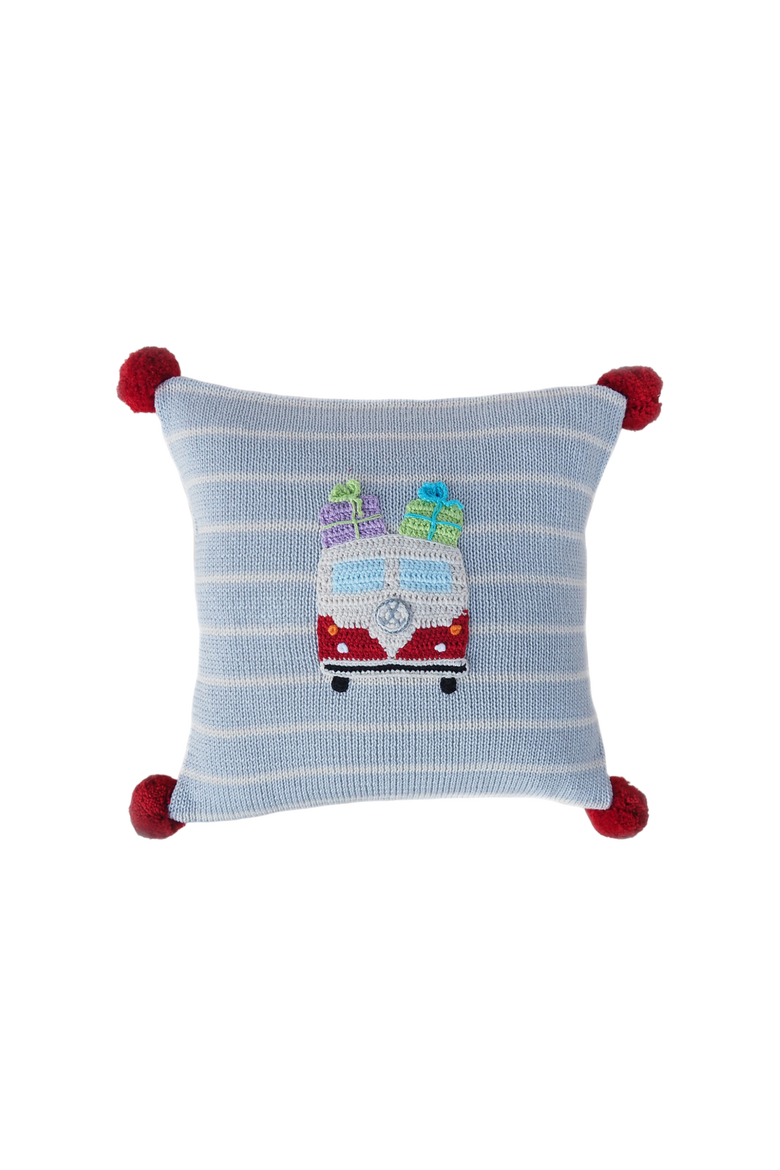 10" Van with Gifts Pillow, Main, color, Grey