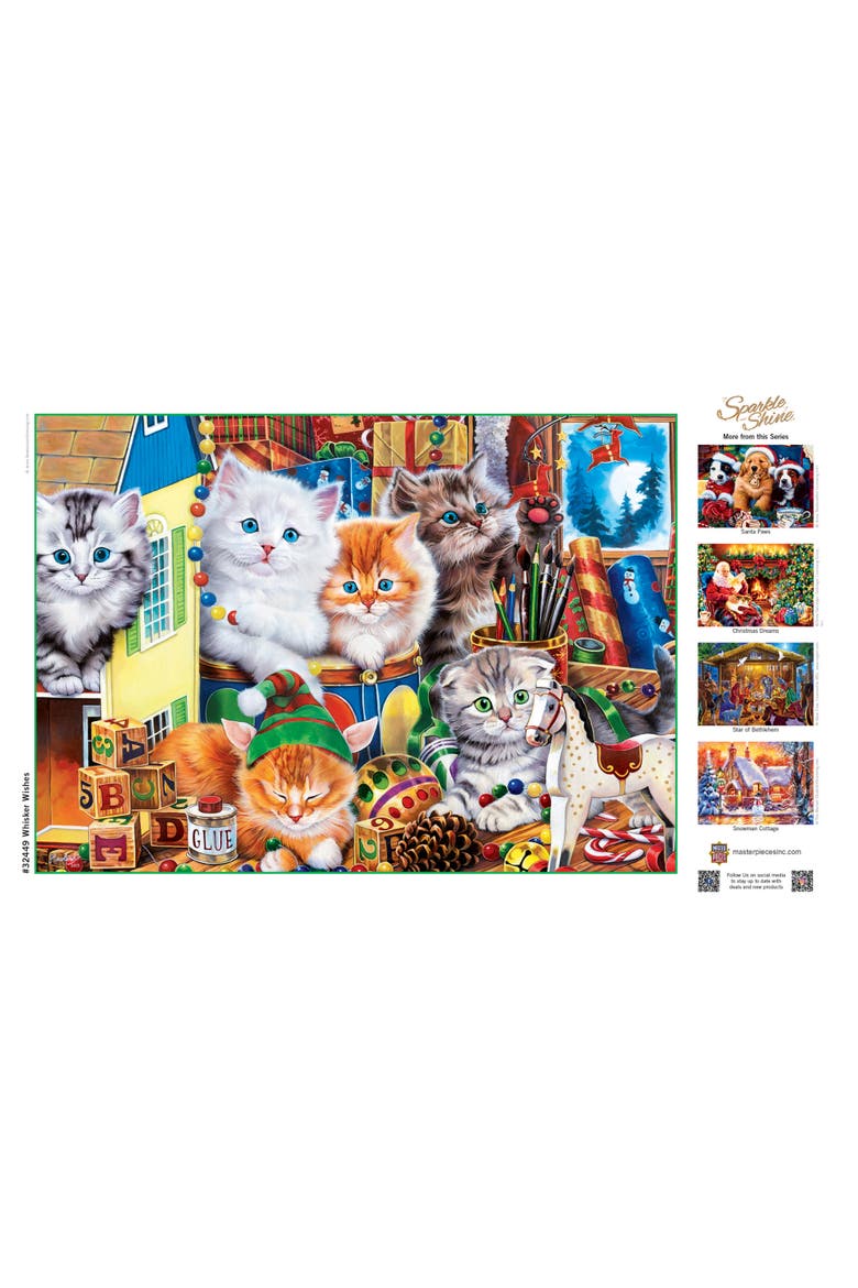 Whisker Wishes 500 Piece Glitter Puzzle, Alternate, color, Multicolor
