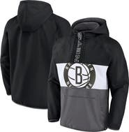 FANATICS Men's Fanatics Branded  Black/Gray Brooklyn Nets Anorak Flagrant Foul Color-Block Raglan Hoodie Half-Zip Jacket