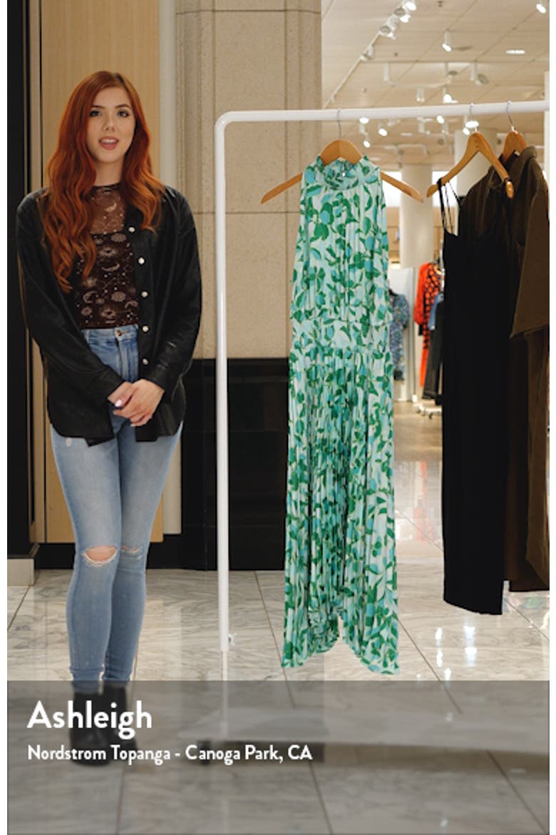 Floral Pleated Sharkbite Hem Midi Dress video
