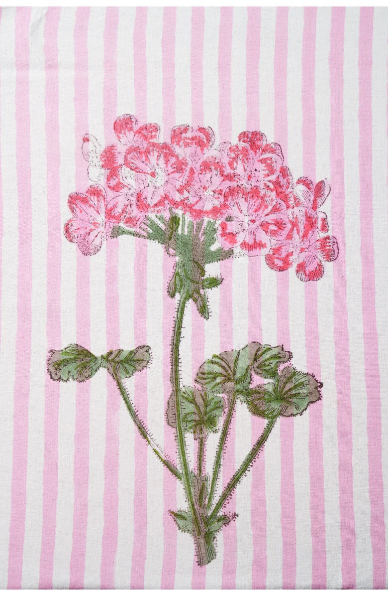 Inner Child Pink Hydrangea Blockprint Tablecloth, Alternate, color, Pink Hydrangea - 60X90