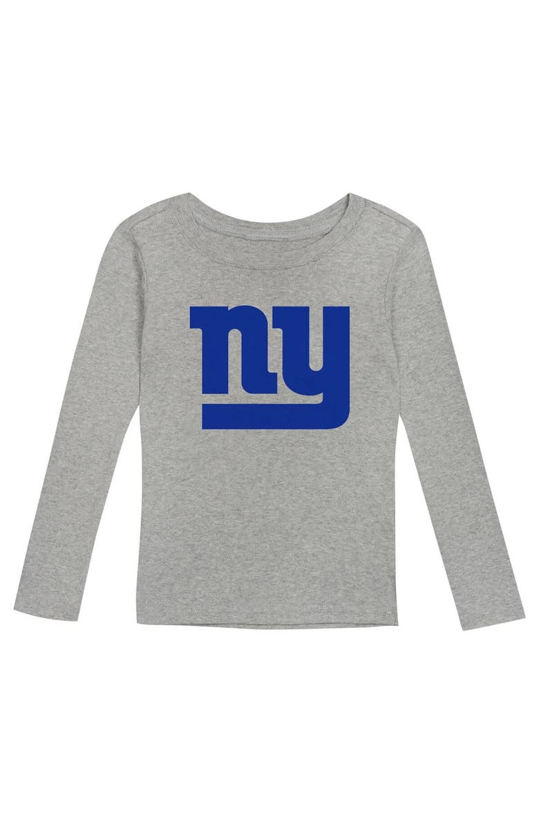 Outerstuff Youth New York Giants Long Sleeve T-Shirt and Pants Sleep Set, Alternate, color, Heather Gray