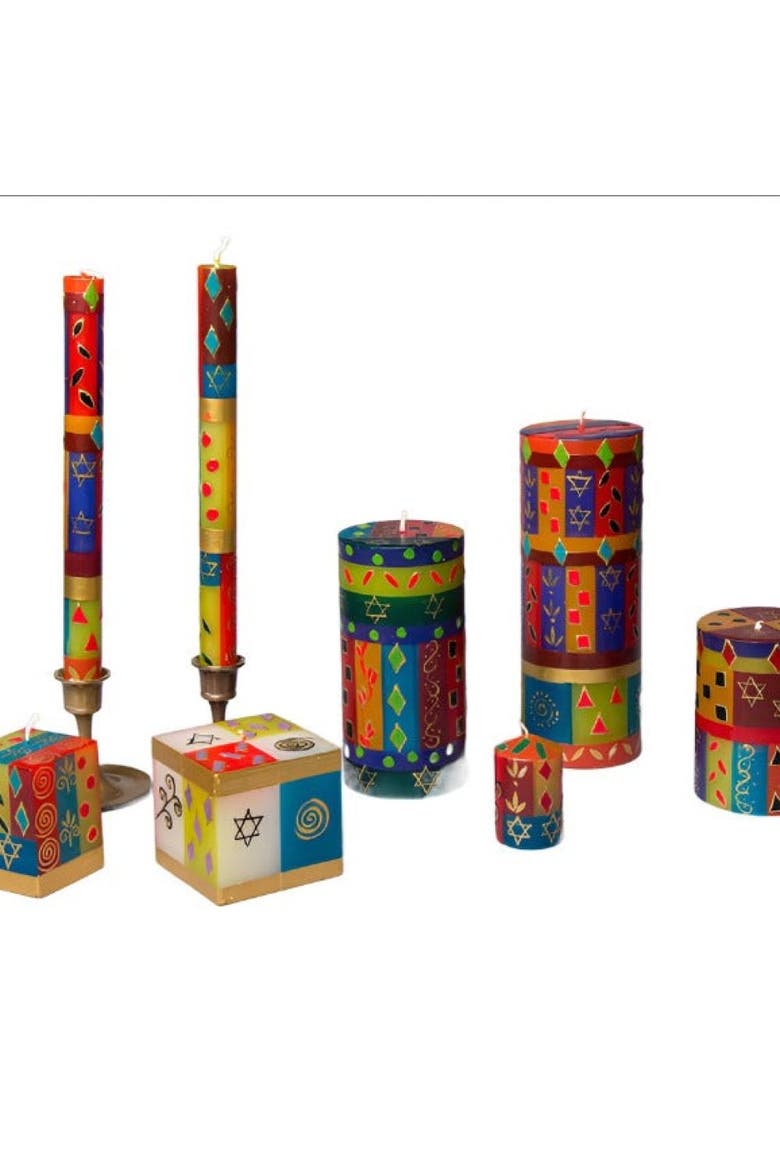 Judaica Painted Pillar Candle, Alternate, color, Judaica - 3x4"