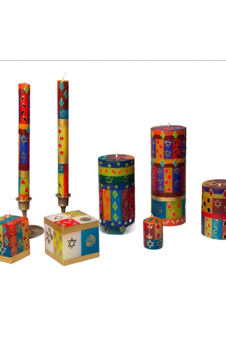 Thumbprint Artifacts Judaica Painted Pillar Candle, Alternate, color, Judaica - 3X6"