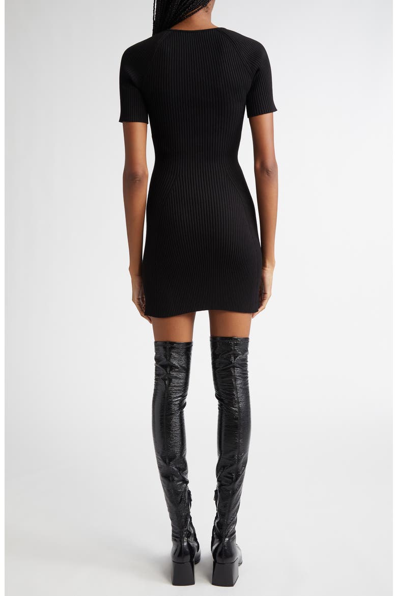 Slash Rib Sweater Dress, Alternate, color, BLACK