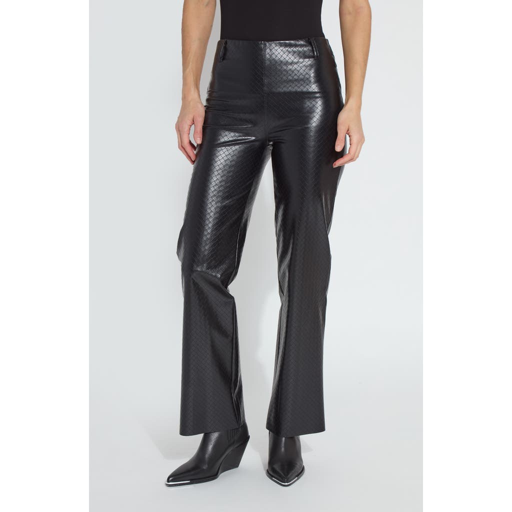 Lyssé Amara Straight Flare Vegan Leather Pants In Black Wicker In Black