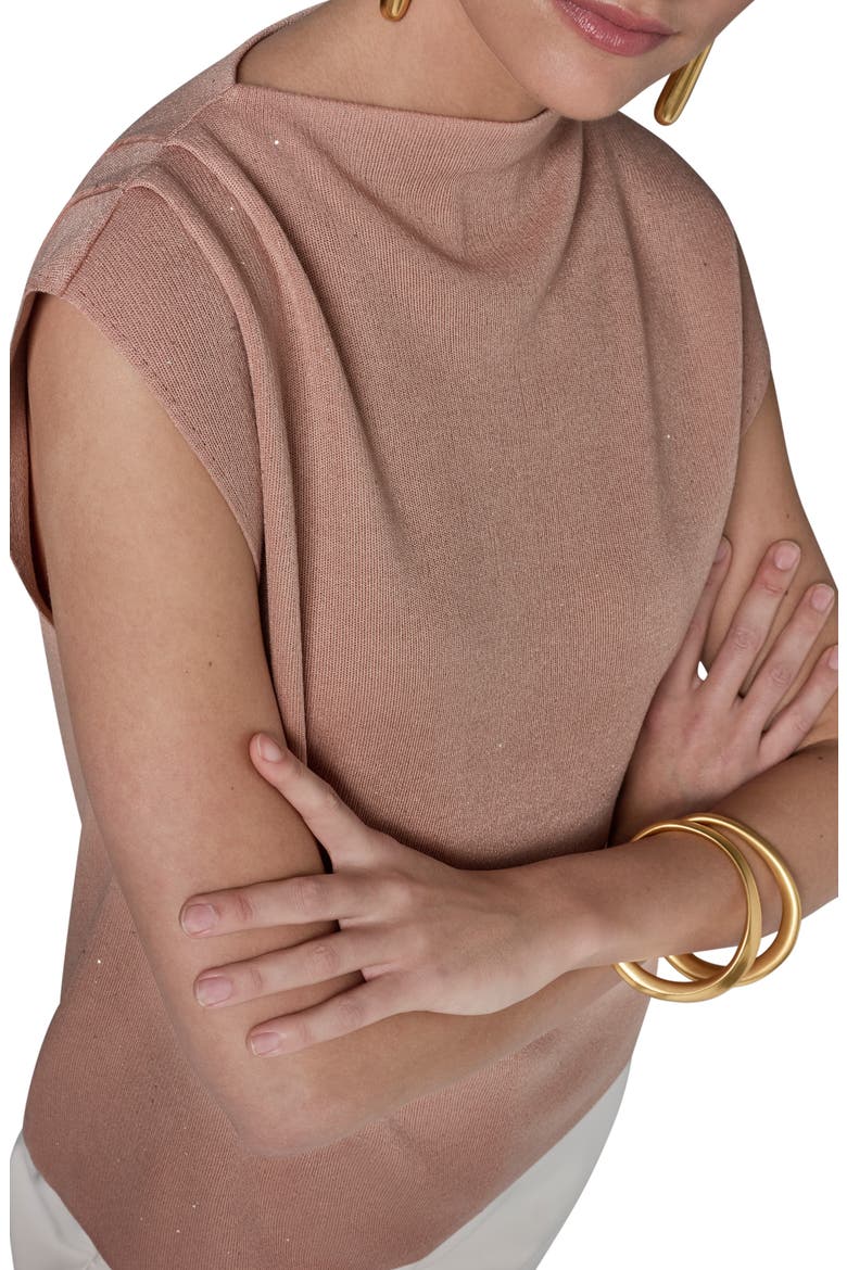 Shimmer Asymmetric Mock Neck Sweater, Alternate, color, UMBRIA