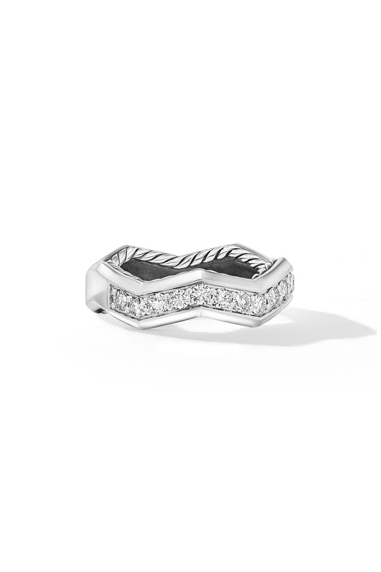 Stax Zigzag Ring in Sterling Silver with Diamonds, 5mm, Alternate, color, STERLING SILVER