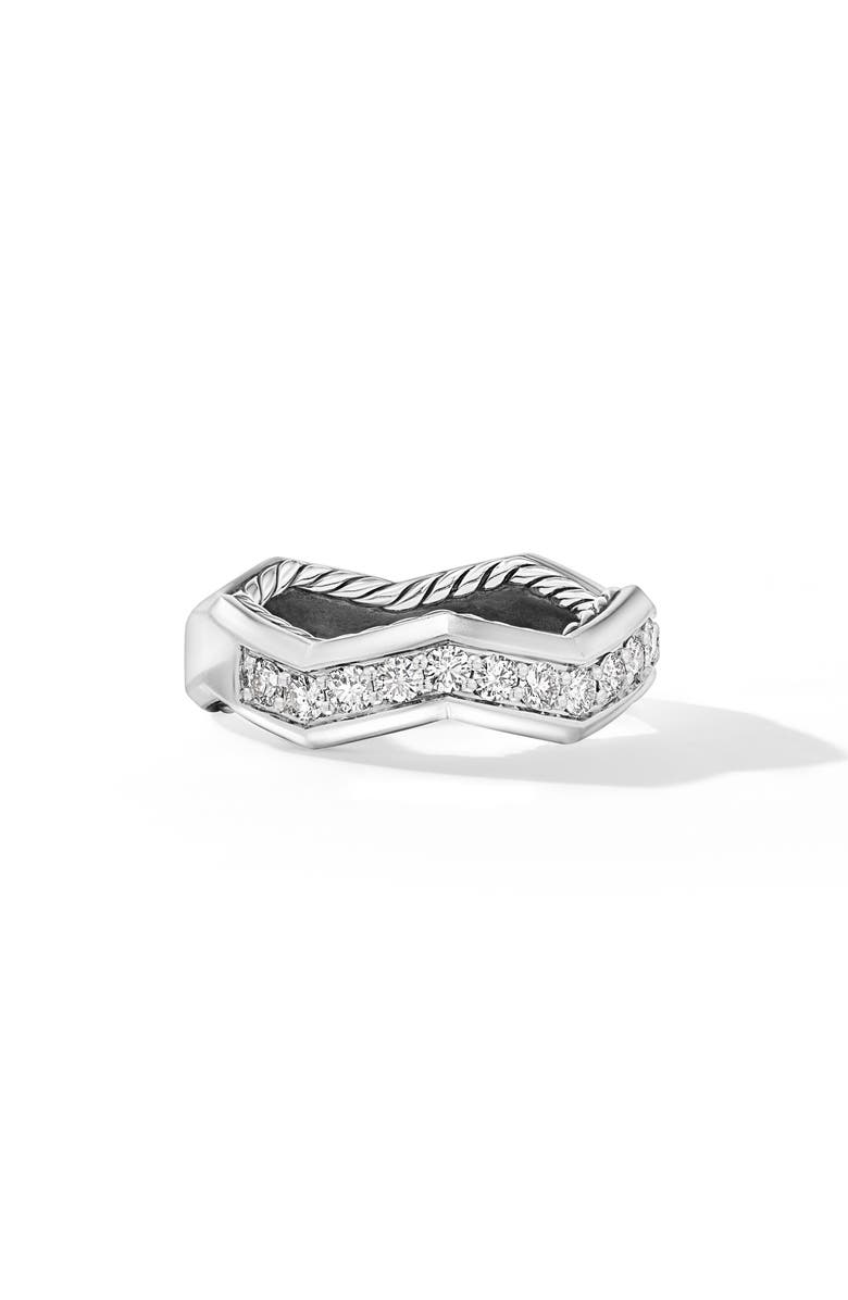 David Yurman Stax Zigzag Ring in Sterling Silver with Diamonds, 5mm, Alternate, color, Sterling Silver