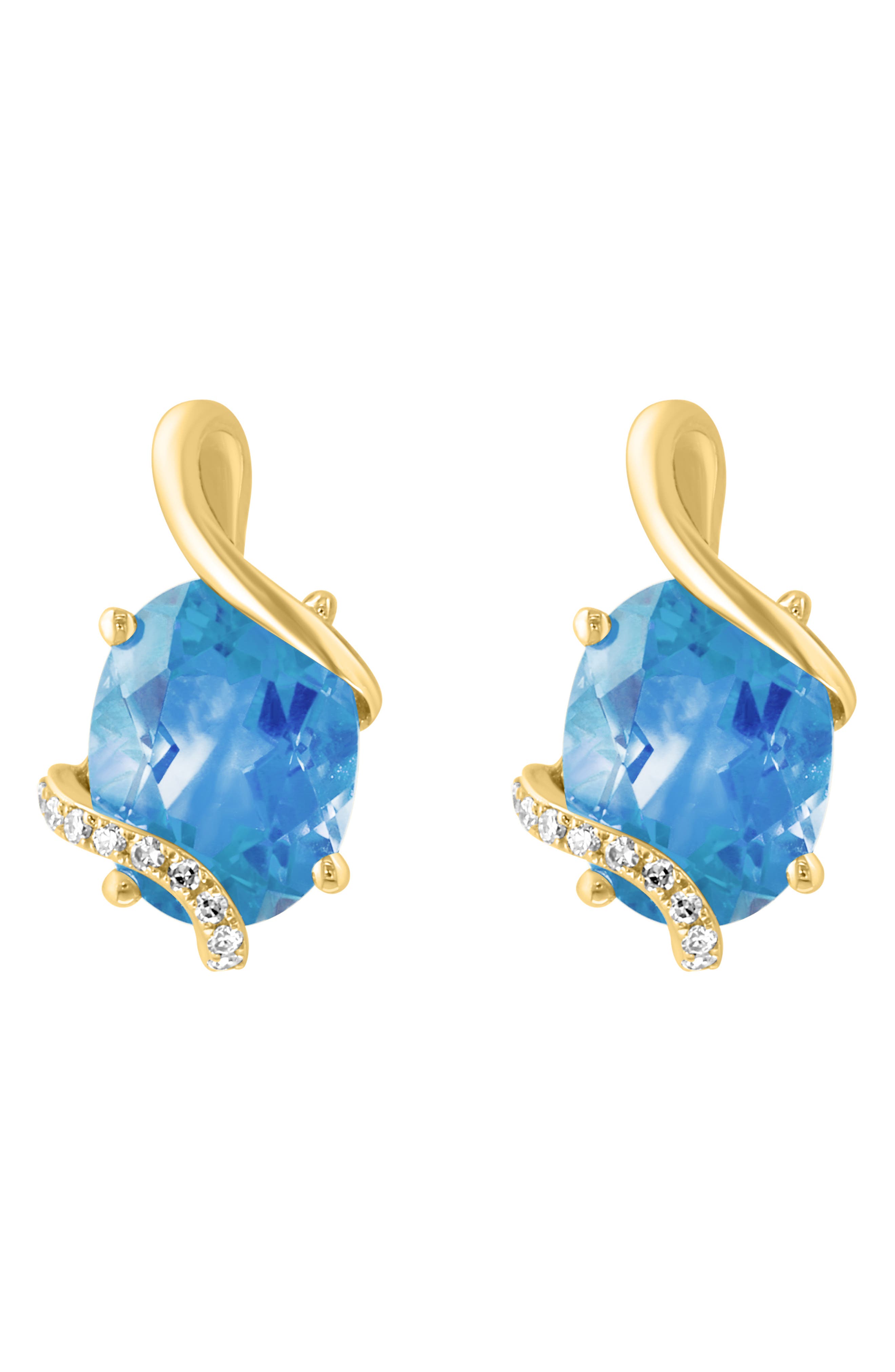 EFFY Blue Topaz & Diamond Swirl Stud Earrings