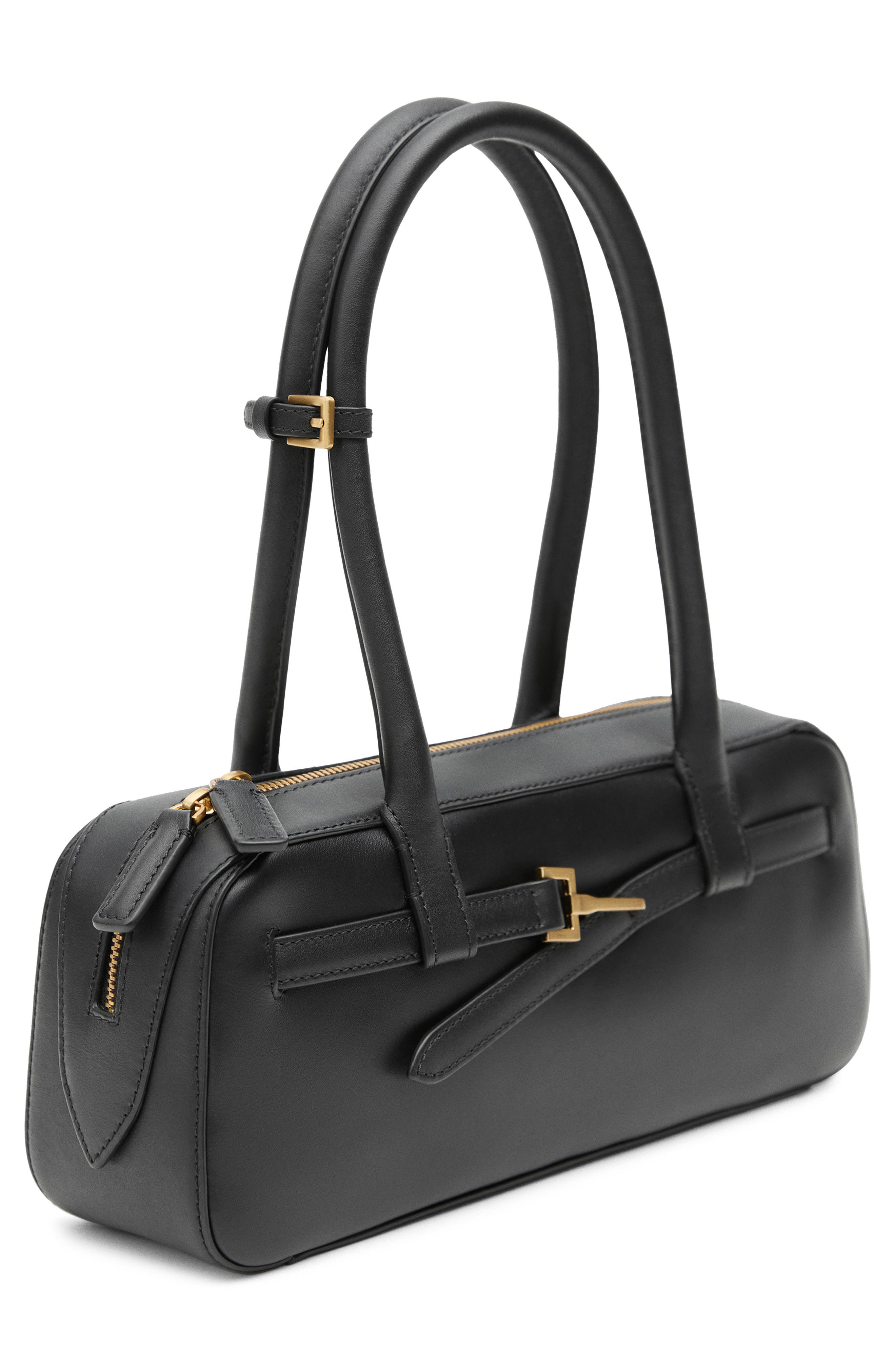 MANGO Leather Shoulder Bag, Alternate, color, 