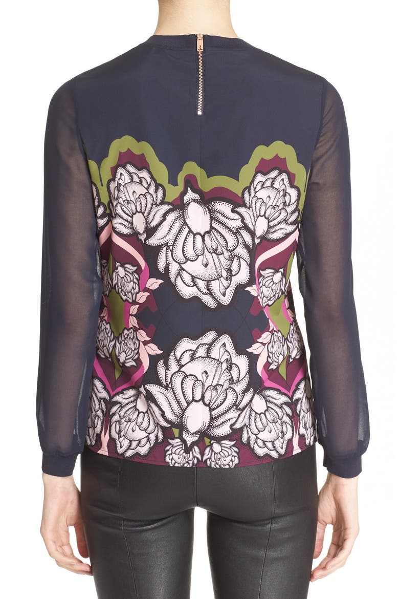 'Naylia' Tapestry Print Top, Alternate, color, DARK BLUE