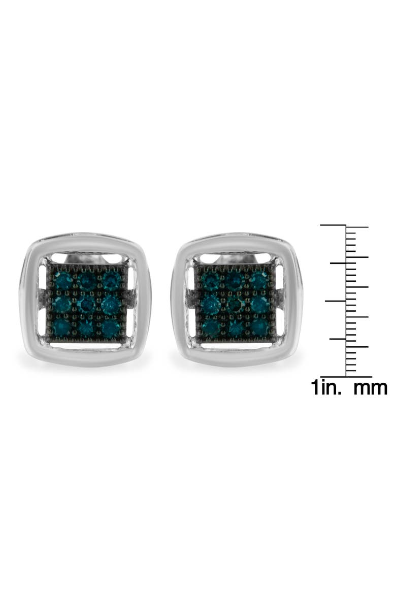 Silver Rose Blue Diamond Square Stud Earring, Alternate, color, White