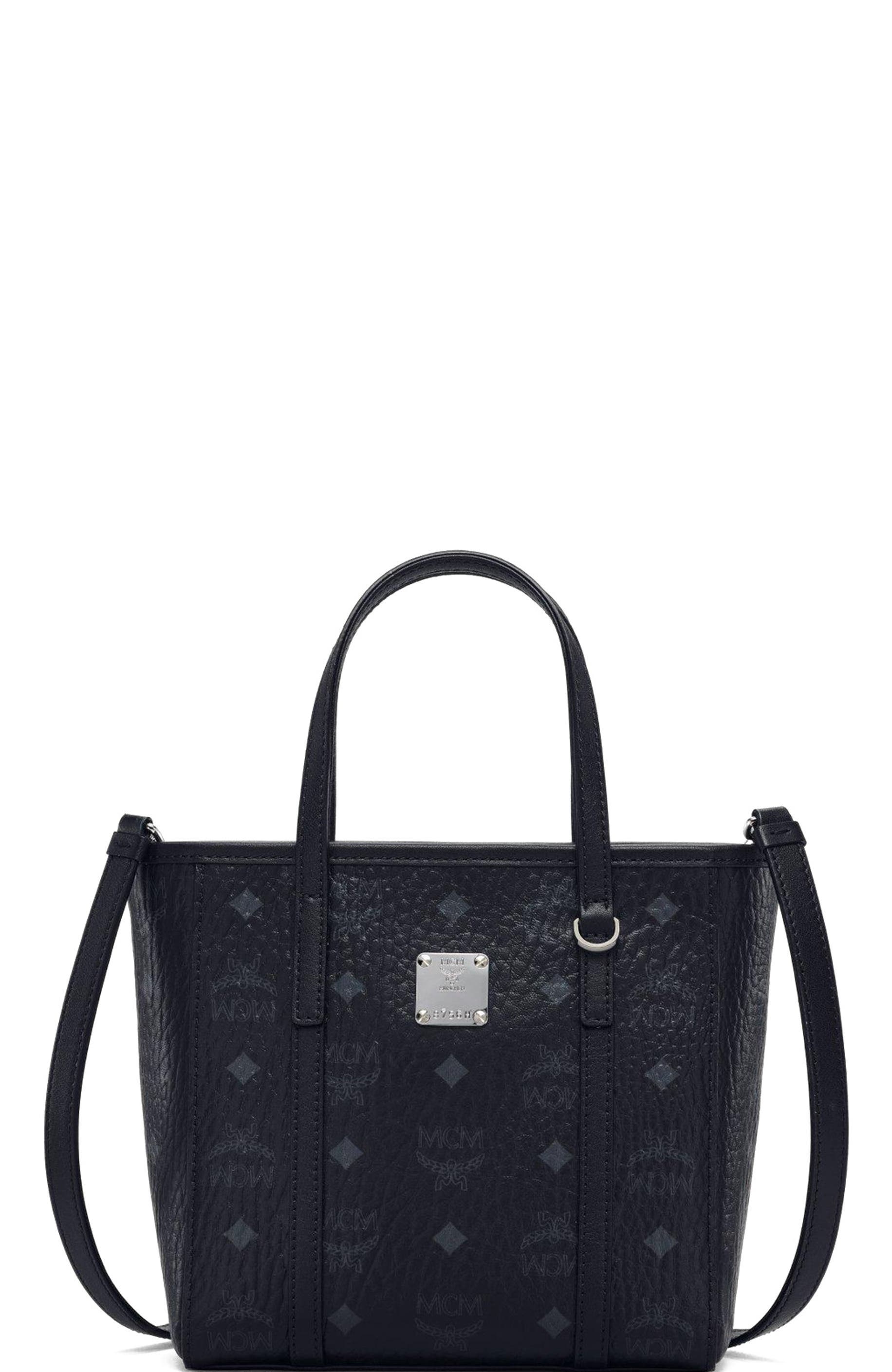 MCM Toni Top-Zip Shopper in Visetos, Main, color, Black