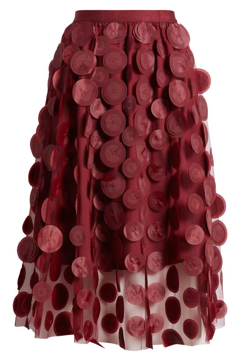 Kretsa Circle Appliqué Skirt, Alternate, color, WINE
