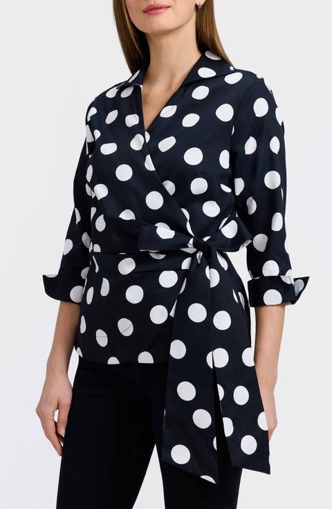 Salina Polka Dot Cotton Wrap Shirt