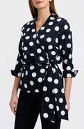 Foxcroft Salina Polka Dot Cotton Wrap Shirt