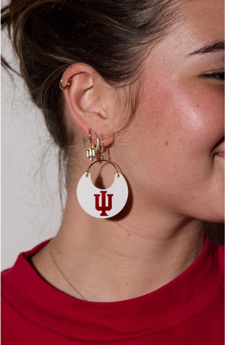 Nickel & Suede University Ninas Earrings, Main, color, Iu White / Gold