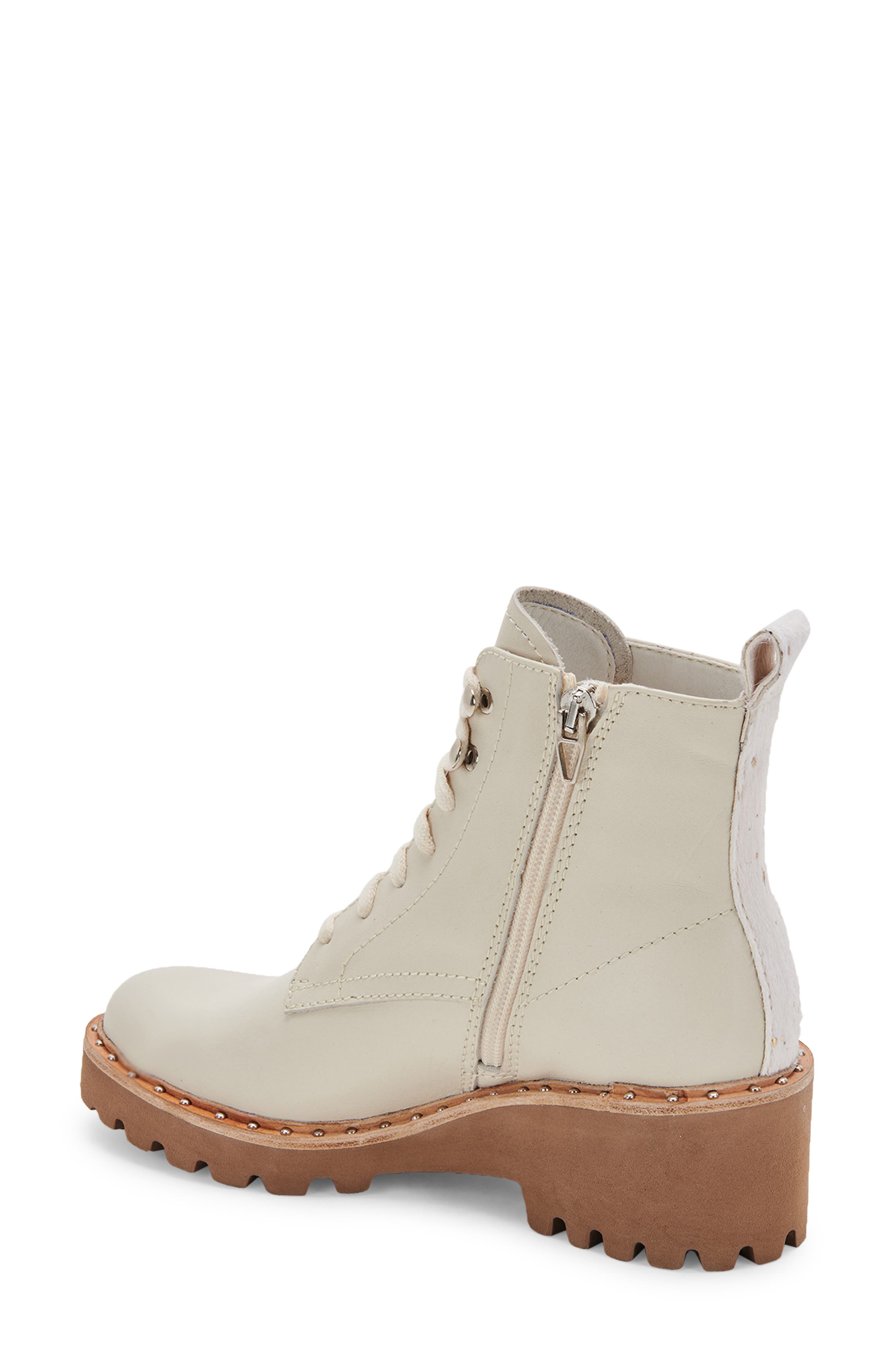 Hinto Studded Lug Sole Bootie, Alternate, color, IVORY LEATHER