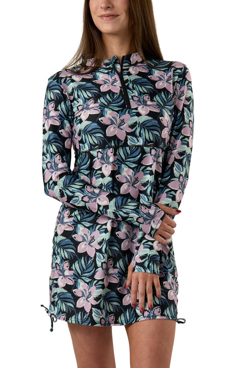 UV Skinz Convertible Swim Shirtdress, Main, color, Black Bloom
