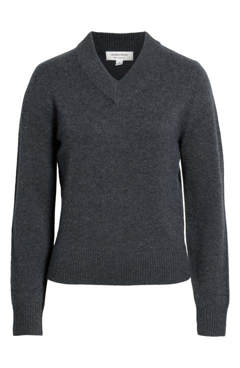 Wool & Cashmere High V-Neck Sweater
