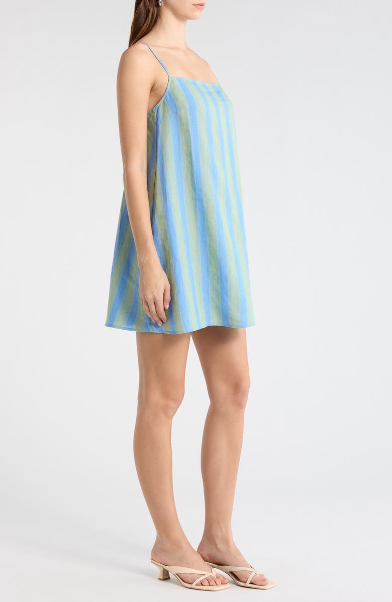 STAUD Laura Stripe Linen Minidress, Alternate, color, Seaport Stripe