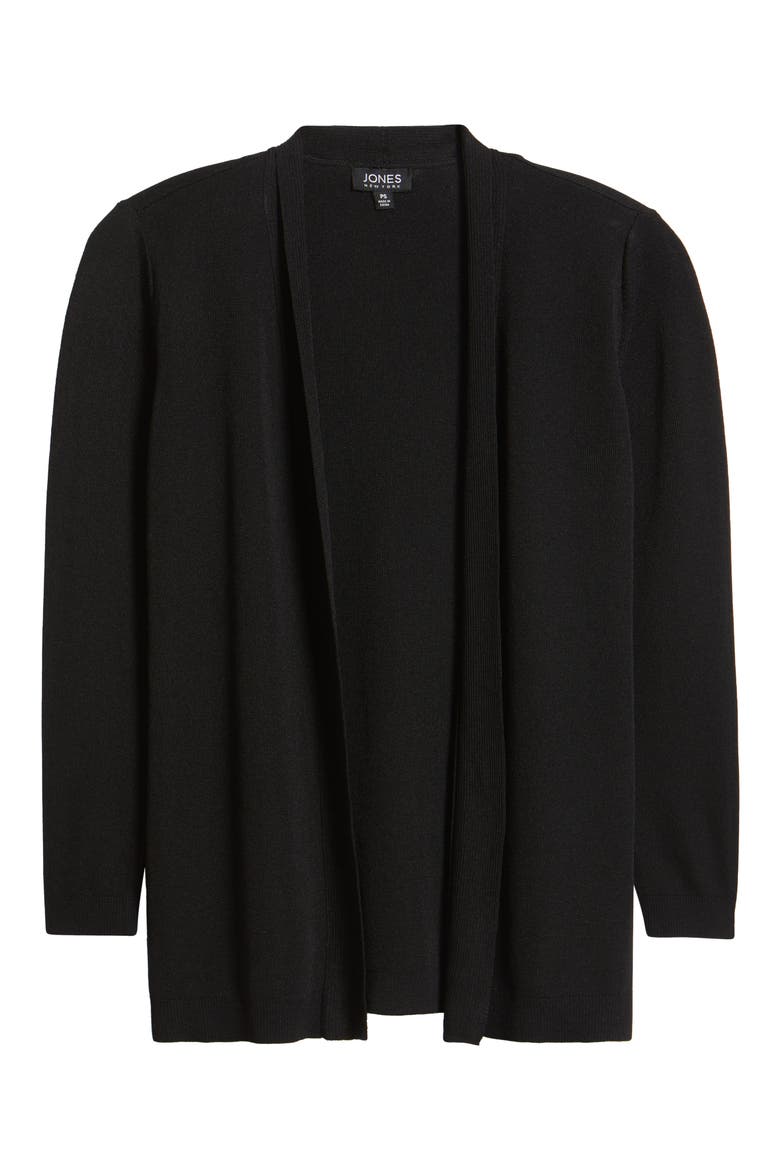 Open Front Cardigan, Alternate, color, JONES BLACK