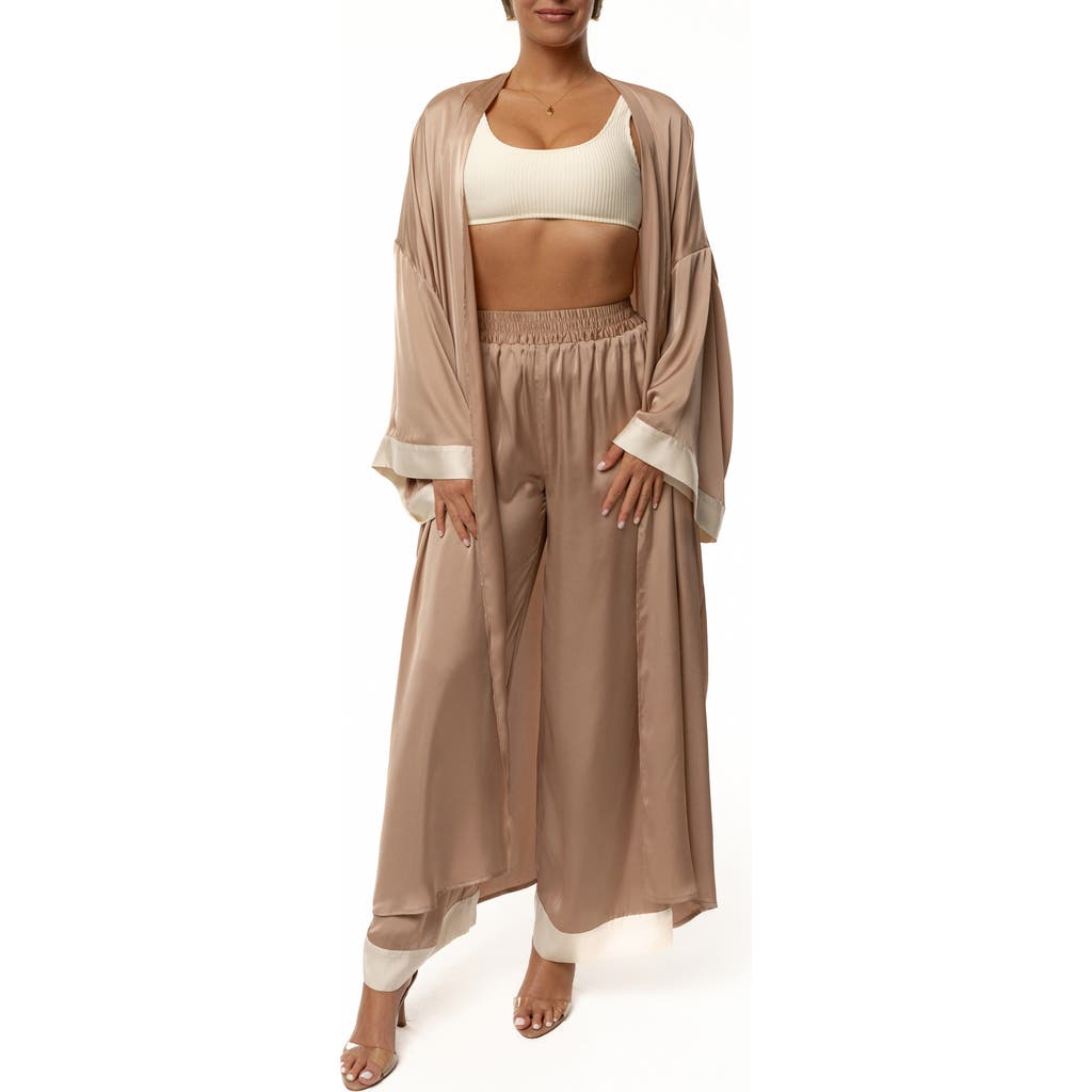 Jluxlabel Nola Satin Maxi Duster In Brown