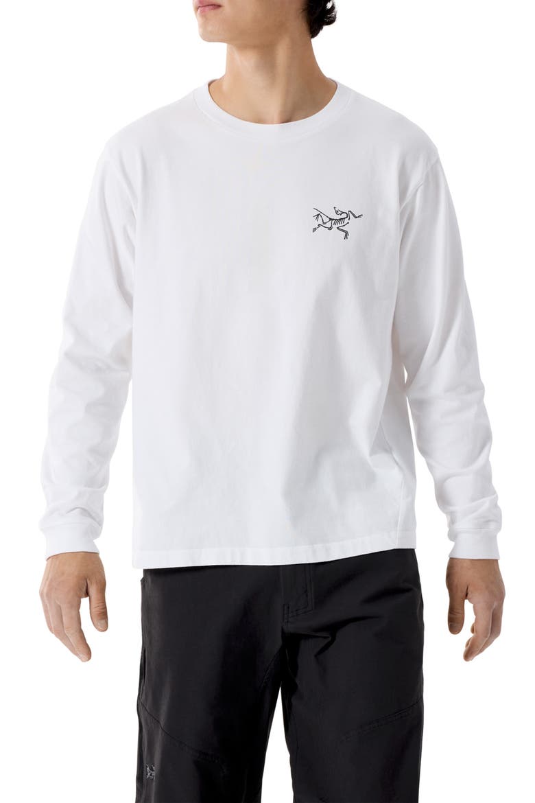 Kragg Long Sleeve Cotton Graphic T-Shirt, Main, color, WHITE LIGHT / LARCH